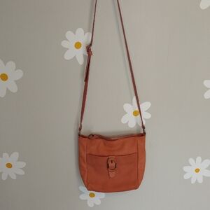 Lucky Brand Rusty Coral Rose Leather Adjustable Strap Crossbody Bag